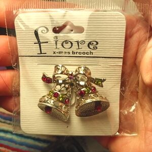 Fiore Silver Christmas Bell Brooch